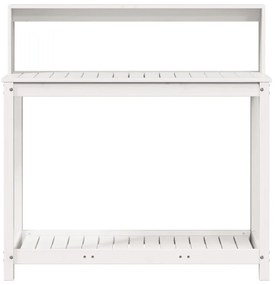 fehér tömör fenyőfa ültetőasztal polccal 108 x 50 x 109,5 cm