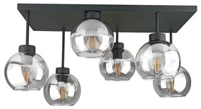 Felületre szerelhető csillár  NESSA 6xE27/60W/230V fekete/átlátszó