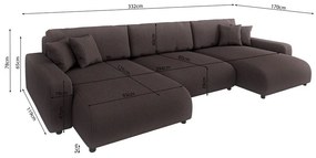 Barna kordbársony kinyitható tárolóhelyes sarokkanapé Sara – Ropez