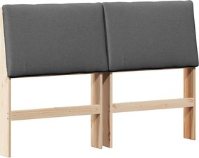 vidaXL Kárpitozott fejtámla Sötétszürke 140 cm Tömör fenyőfa