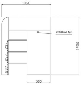 Kombinált gyerekágy 90 cm Kesa 1 (eton + matt fehér). 1085822