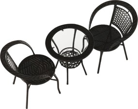 Kerti rattan szett 1+2, barna, LASAN