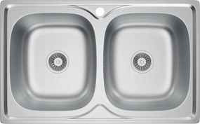 Konyhai mosogató kétrekeszes 80x50 cm szifonnal Melanstar