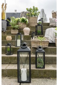 Casa dekorációs lámpások, acél/üveg, fekete, 2 darabos készlet