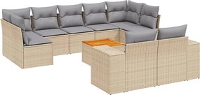 vidaXL 10 részes bézs polyrattan kerti ülőgarnitúra párnával