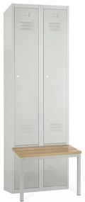 Fém szekrény paddal, 60 x 85 x 185 cm, lábazat, hengerzár, szürke - RAL 7035