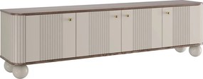 Vesper 4D TV szekrény 187 cm - kasmír / dió / arany fogantyúk / gömb alakú lábak