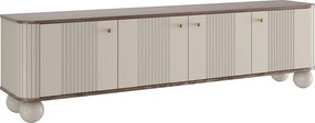 Vesper 4D TV-szekrény 187 cm - kasmír / diófa / arany fogantyúk / gömb alakú lábak