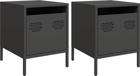 vidaXL 2 db fekete acél éjjeliszekrény 35 x 39 x 43,5 cm