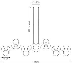 Csillár zsinóron TOKEN 8xE27/15W/230V fekete