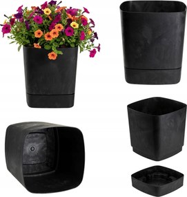 Virágtartó Állvány Fekete Beton Utánzat 30x30 cm négyzet alakú műanyag