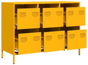 mustársárga hideghengerelt acél tálalószekrény 101,5x39x73,5 cm