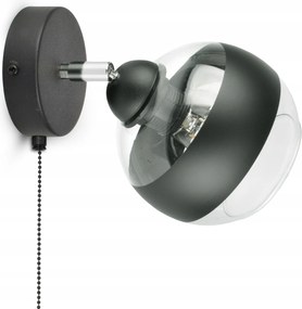 Fali lámpa Fekete üveg gömb fekete Belt KGW1 Led E27