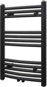 vidaXL Fekete fürdőszobai íves törölközőtartó központi fűtéssel 500x764 mm