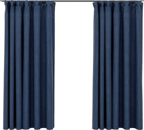 vidaXL 2 db kék vászonhatású sötétítőfüggöny kampókkal 140 x 175 cm