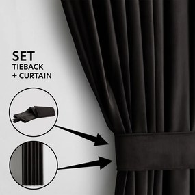 Fekete bársony dimout (részleges sötétítő) függöny 140x270 cm – Restilo