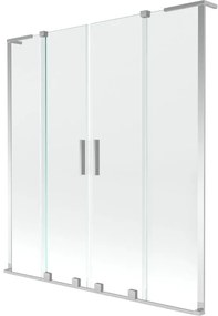 Mexen Velar L Duo, 2 szárnyas eltolható kádparaván 160 x 150 cm, 8mm átlátszó üveg, króm, 896-160-003-02-01