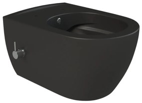 CeraStyle CITY fali WC - MATT ANTRACIT - BEÉPÍTETT bidé funkcióval - perem nélküli - mély öblítés