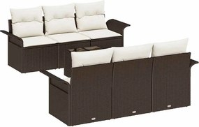 vidaXL Kerti Kanapé Szett párnával 7 pcs Barna polirattan