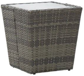 3 részes szürke polyrattan/üveg bisztrógarnitúra párnákkal