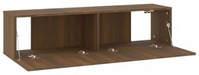 barna tölgyszínű szerelt fa fali TV-szekrény 120 x 30 x 30 cm