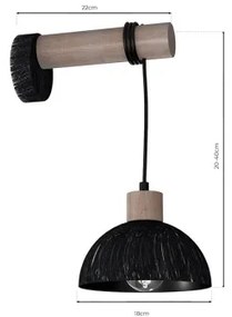 Fali lámpa ERIK 1xE27/60W/230V barna/fekete