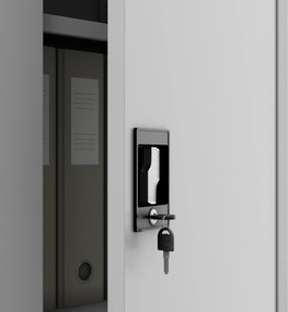 ALEX D600 szürke kulccsal zárható irattartó szekrény 450 x 1850 x 600 mm