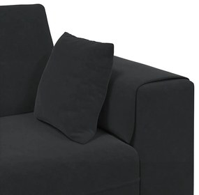Bársony Kanapé párnával Fekete 208 cm Bársony
