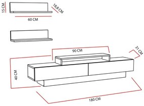 TV szekrény Lusi - White, Oud Oak