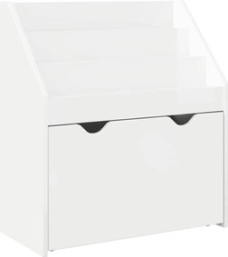 vidaXL Gyerek Könyvespolc Magas Fényű Fehér 60 x 29,5 x 69 cm Faanyag