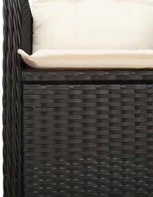 7 részes fekete polyrattan kerti bisztrógarnitúra párnákkal
