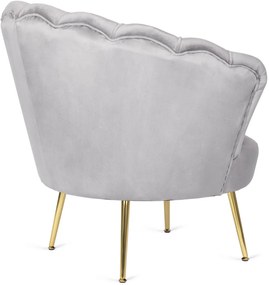 Elegáns Fotel Szürke Bársony Kárpittal, Aranyszínű Lábakkal. ANGEL