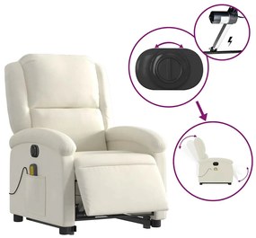 elektromos felállást segítő krémszínű bársony masszázsfotel
