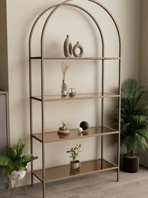 Linda fém könyvespolc, antik-bronz, 80 cm