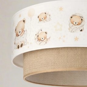 Brilagi- LED gyerek csillár zsinóron BOBO 1xE27/60W/230V átm. 40 cm fehér/bézs./mackó.