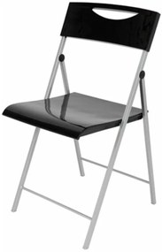 Összecsukható szék, fém és műanyag, ALBA Smile, fekete (BAS11)