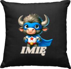 Gyerek párna Bivaly hős +Név fekete