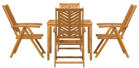 5 Darabos Kerti Étkező Szett Tömör Fa Akác