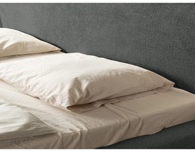 Sötétszürke kárpitozott franciaágy ágyráccsal 180x200 cm Makana – Makamii