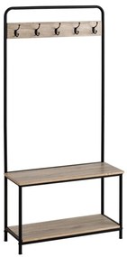 Fekete-natúr színű előszoba bútor tölgyfa dekorral – Casa Selección