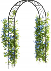 Kerti pergola boltív, fém rács futórózsákhoz