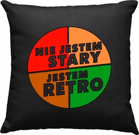Párna Nem vagyok régi retro Fekete