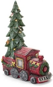 Karácsonyfa mozdonyban LED-es kerámia figura