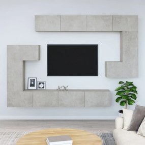 betonszürke falra szerelhető szerelt fa TV-szekrény