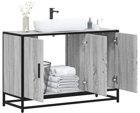 Szürke sonoma szerelt fa fürdőszobai mosdószekrény 90x33x60 cm
