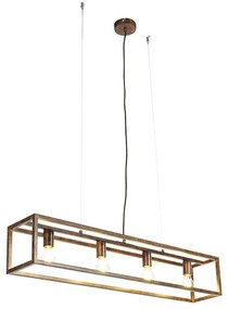 Ipari függesztett lámpa rozsdabarna 4-lámpa - ketrec