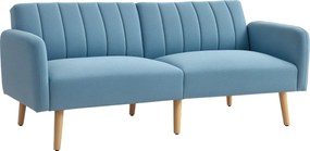 HOMCOM 2-Fős Modern Kanapé Ágy 173x75x73 cm Összecsukható Kanapé Ágy Műszálas Vászon Kárpitozással, 3-Fokozatú Állítható Támlával és Levehető Karfával