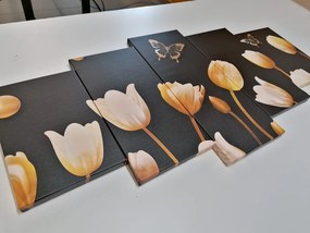 5 részes kép tulipánok arany elemekkel