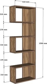 Nebu könyvespolc, zafír tölgy, 51,8 cm