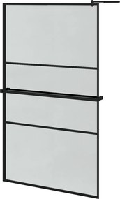 vidaXL fekete ESG üveg és alumínium zuhanyfal polccal 115x195 cm